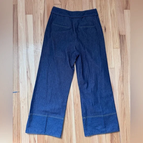 Anna Mason London Denim Flare pants, culotte style size 10, like new - Picture 6 of 9